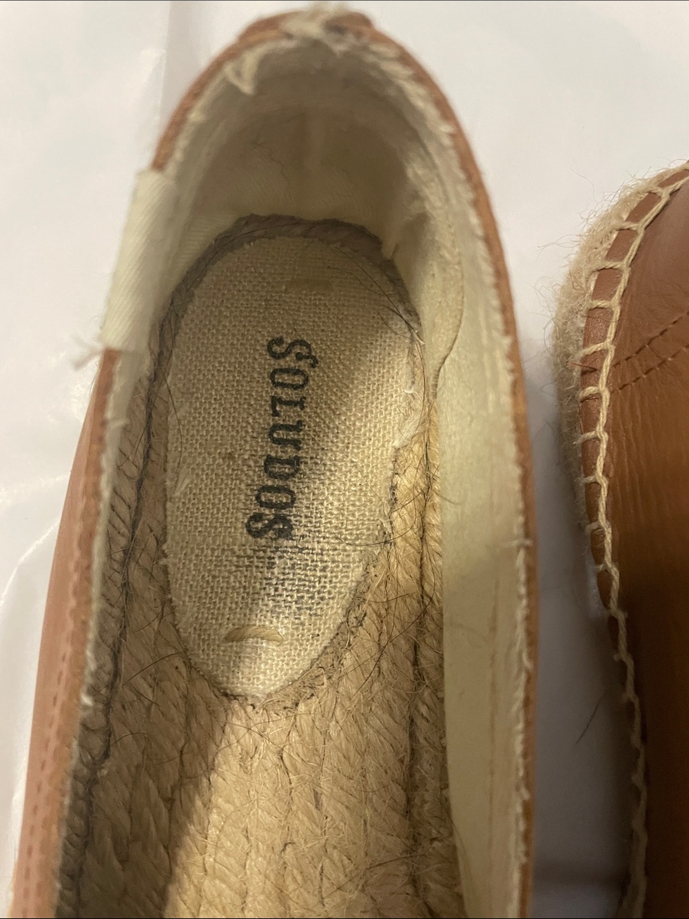 Soludos Tan Brown Leather Espadrille Slip-On - Picture 2 of 4